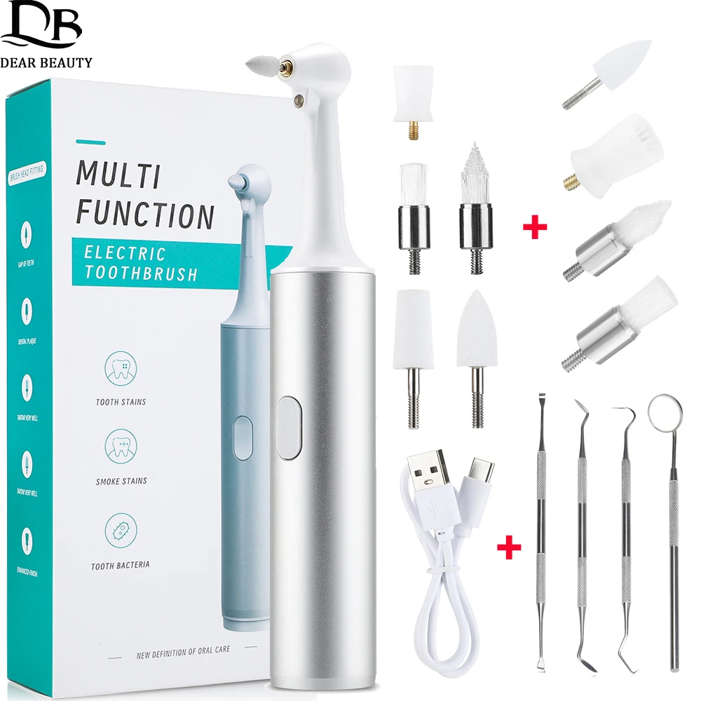 Teeth Whitening Or Tooth Whitening - Electric Teeth Polisher 8pcs Replaceable Heads